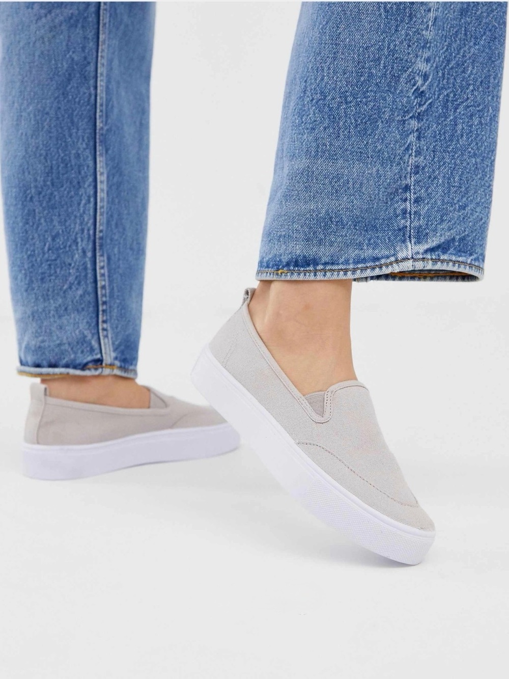 ASOS DESIGN Dexter slip on plimsolls in gray